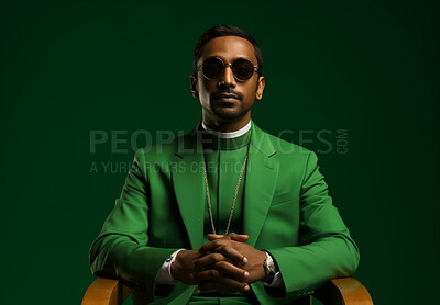 Buy stock photo Studio portrait of young priest in fashion concept. Vibrant colour. Religion concept.