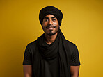 Man wearing traditional headwear. Studio portrait. Ethnic, religion concept.
