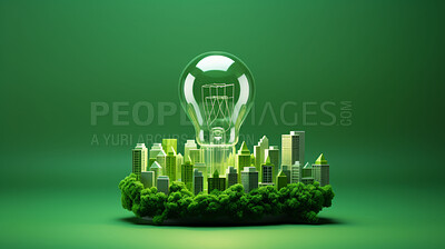 Buy stock photo Eco friendly lightbulb, Sustainability, Renewable energy concept