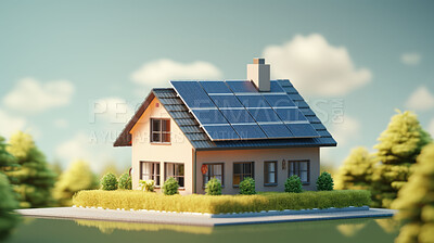 Buy stock photo Solar panels, green energy for home investment. Solar panels, green energy for home