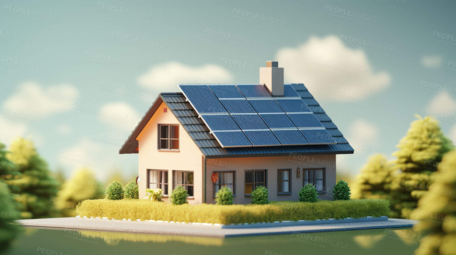 Buy stock photo Solar panels, green energy for home investment. Solar panels, green energy for home