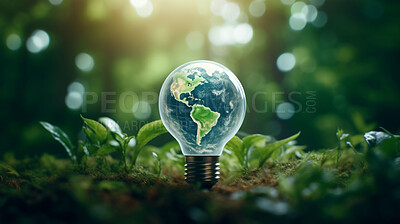 Buy stock photo Eco friendly and earth day lightbulb, Sustainability, Renewable energy concept