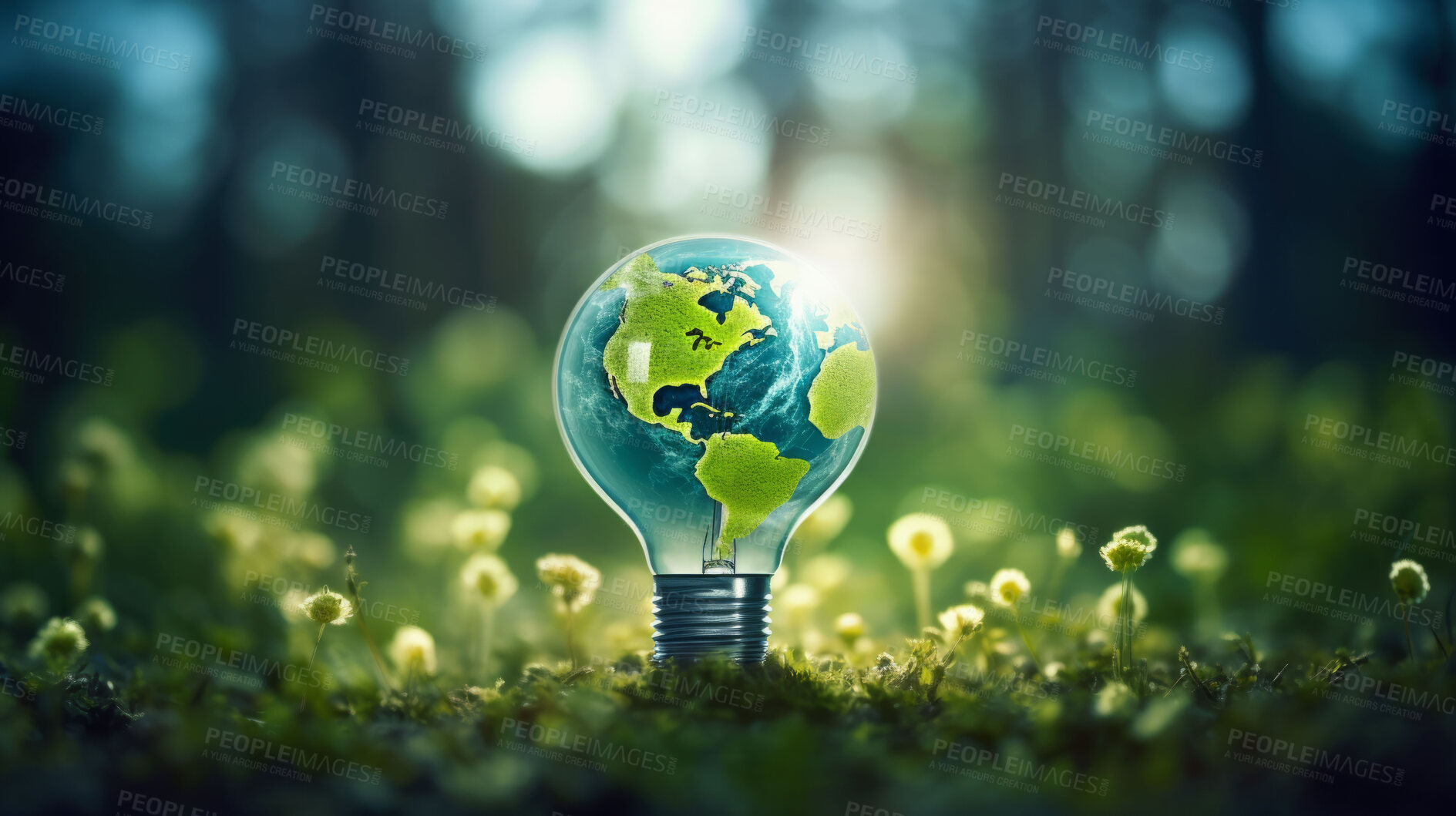 Buy stock photo Eco friendly and earth day lightbulb, Sustainability, Renewable energy concept