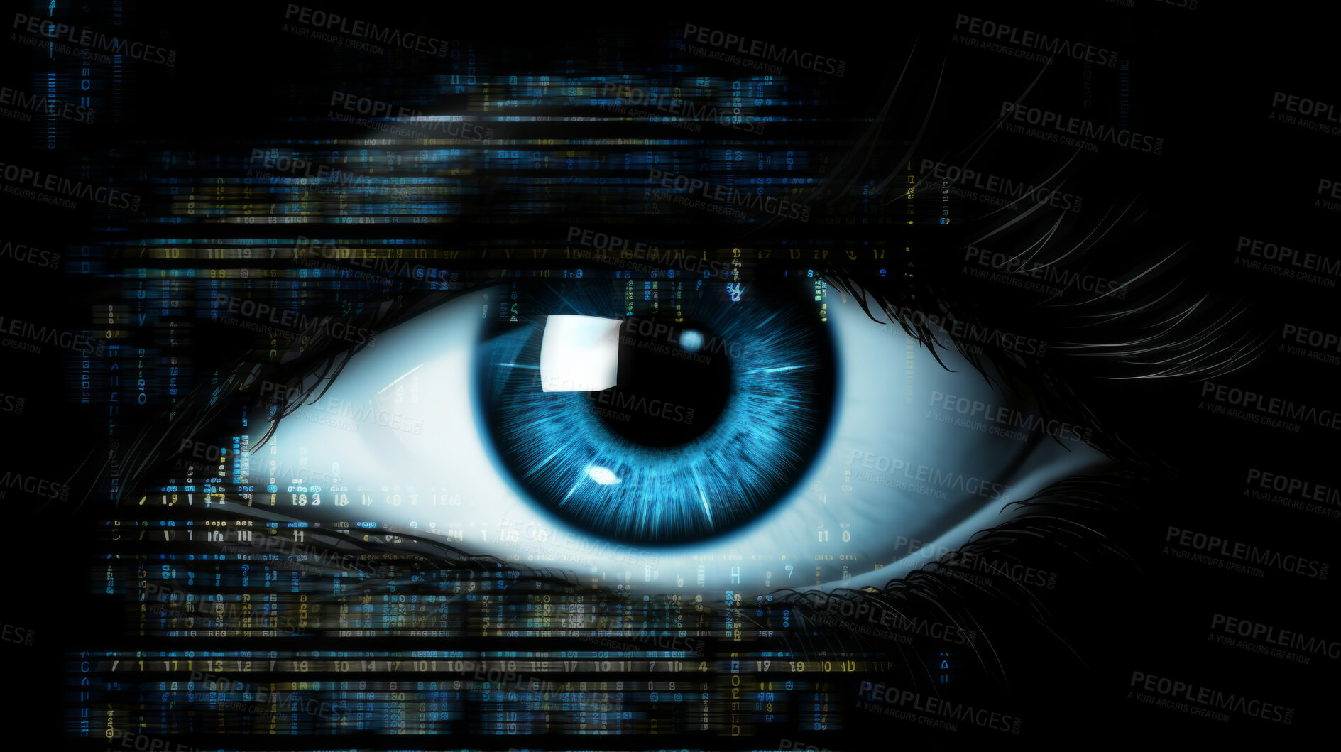 Buy stock photo Big brother or hacker electronic eye, technologies for the global surveillance.