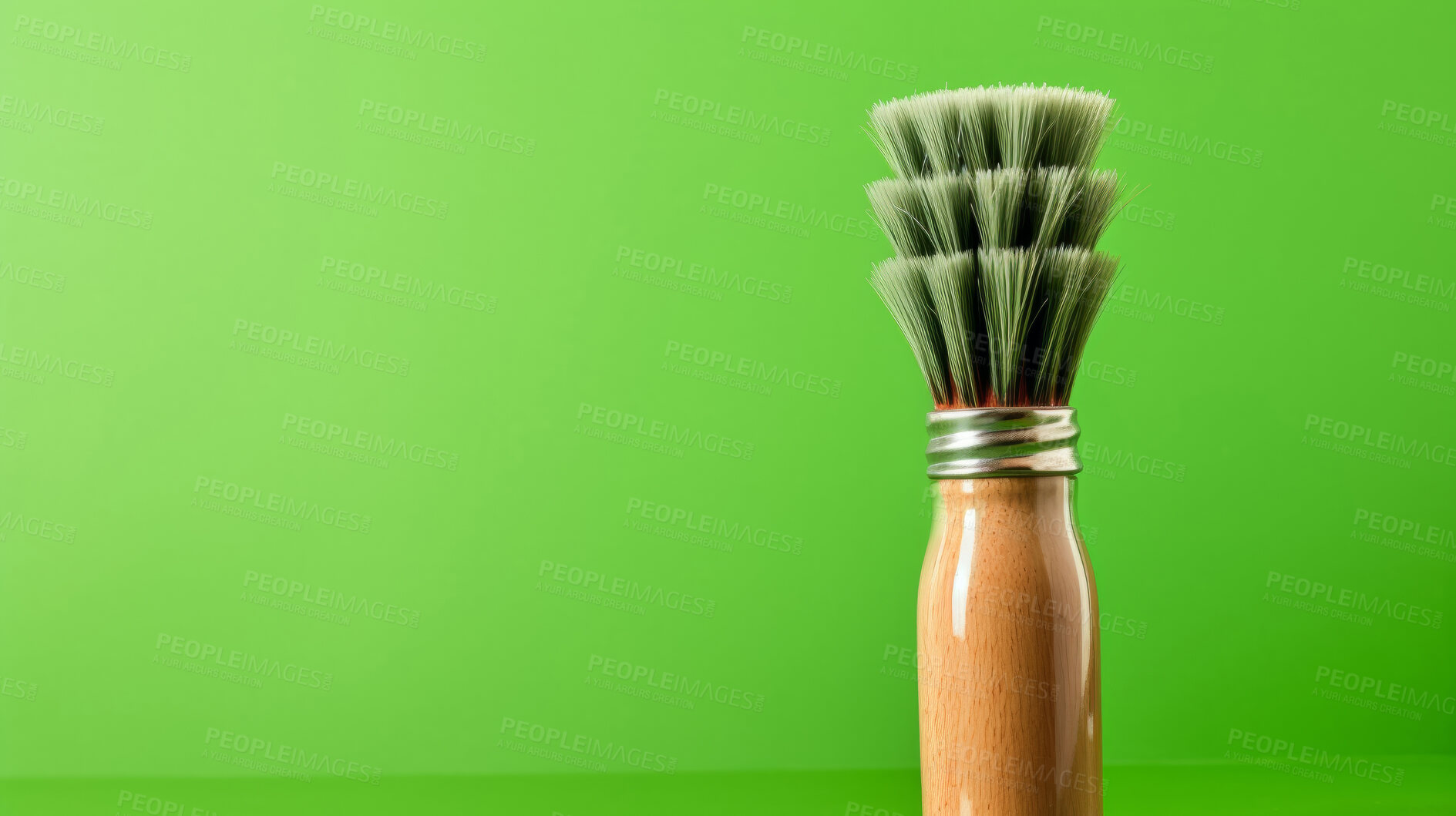 Buy stock photo Green eco-friendly brush. Clean home and kitchen copyspace background