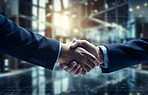 Business partners shake hands. Success, building project agreement. Construction concept.