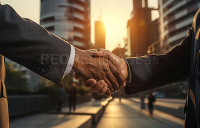 Business partners shake hands. Success, building project agreement. Construction concept.