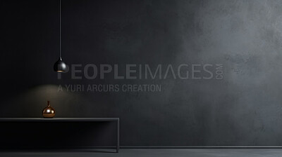 Black empty wall with shadows and light. Minimal abstract background for product presentation