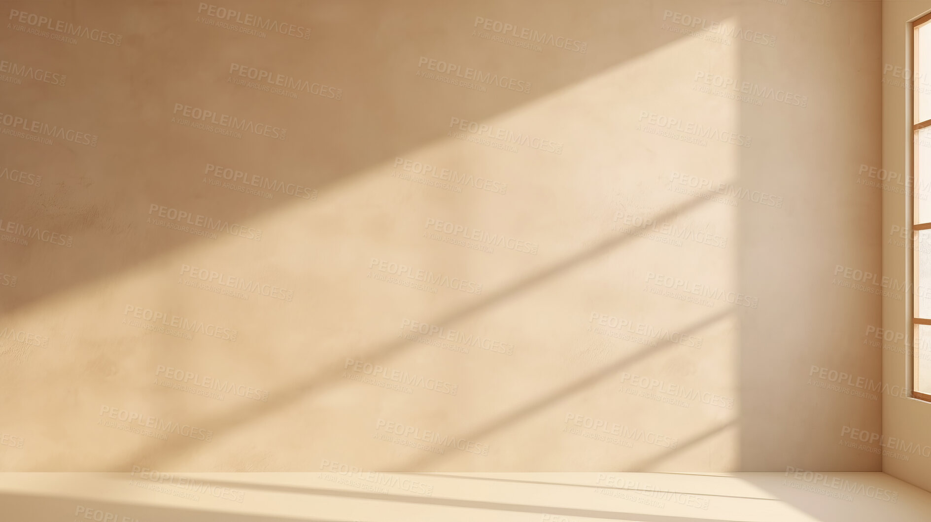 Buy stock photo Beige empty wall with shadows and light. Minimal abstract background for product presentation