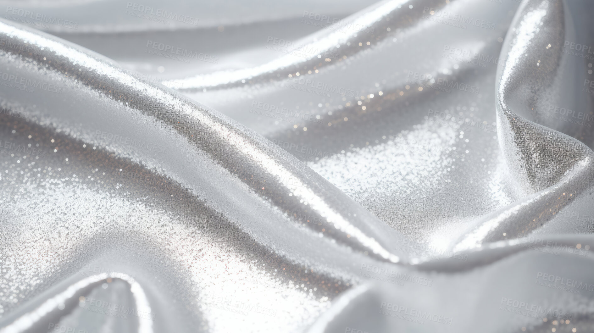 Buy stock photo Silver glitter wave material. Metallic textile design background