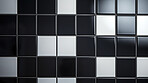 Black and white ceramic tile wall or floor background. Design wallpaper copyspace