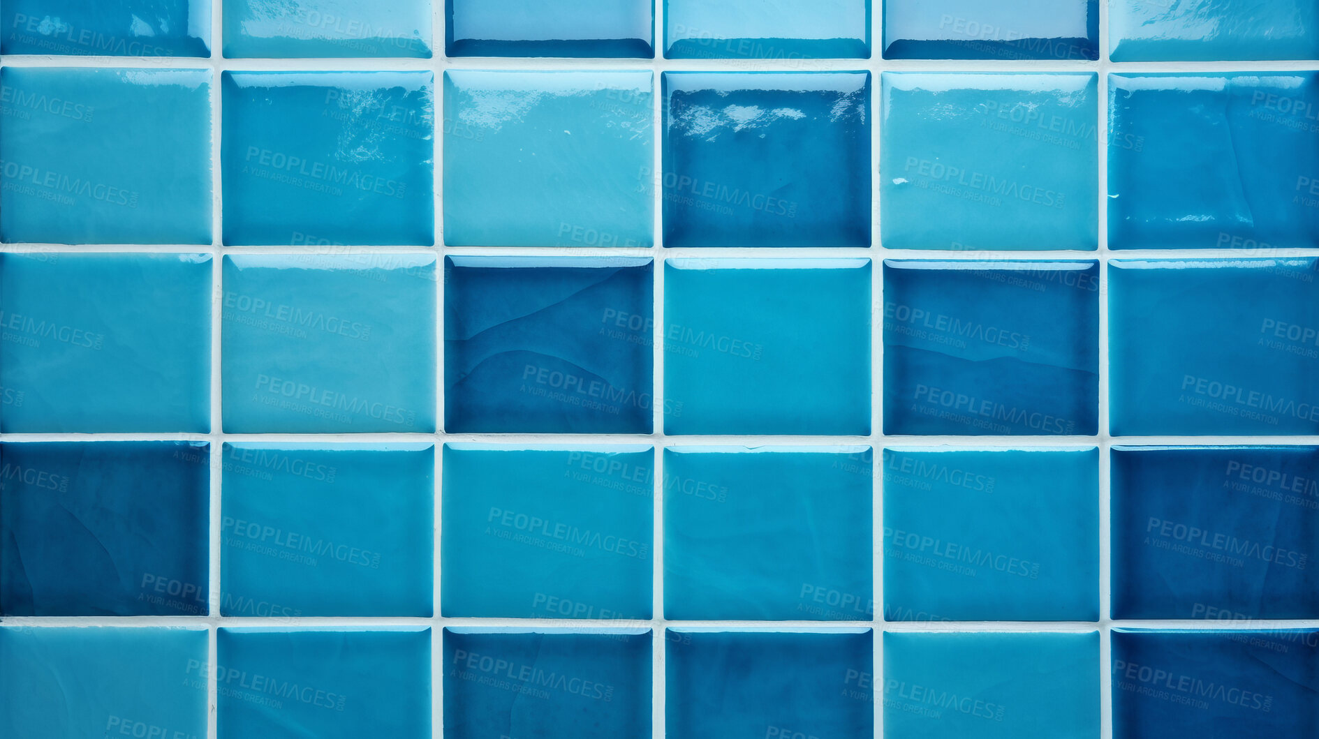 Buy stock photo Blue ceramic tile wall or floor background. Design wallpaper copyspace