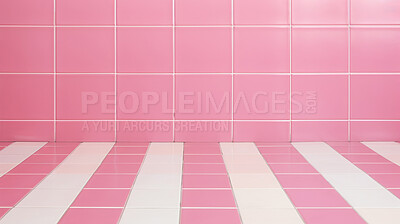 Pink and white ceramic tile wall or floor background. Design wallpaper copyspace