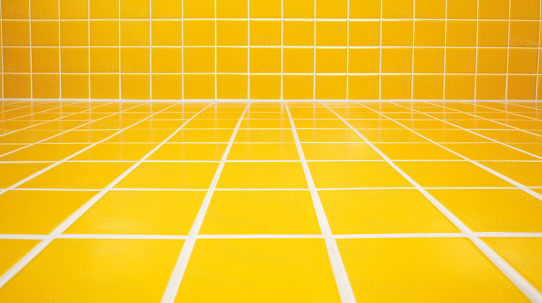 Buy stock photo Yellow ceramic tile wall or floor background. Design wallpaper copyspace Yellow ceramic tile wall or floor background. Design wallpaper copyspace