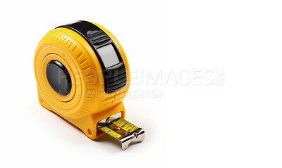 Buy stock photo Studio shot of tape measure on blank backdrop. Labour day Concept. Construction concept.