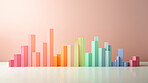 Pastel colour paper graph. Financial bar graph. Stock market concep