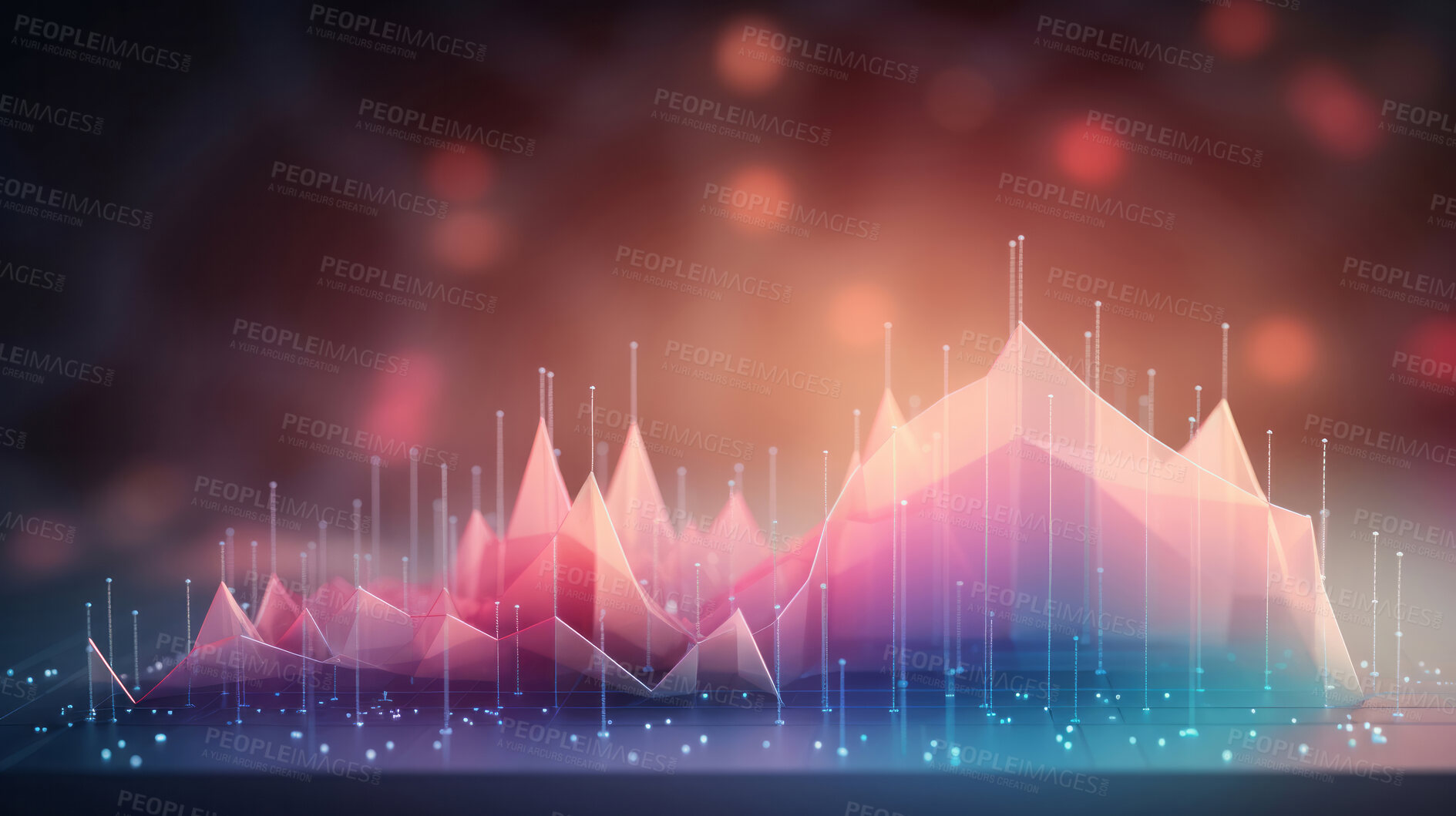 Buy stock photo Colourful, digital financial chart and graphs. Abstract data concept.