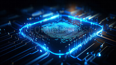 Abstract digital biometric finger print scanner. Digital safety concept.