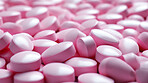 Pink pills background. Health supplement and science medicine research concept