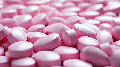 Pink pills background. Health supplement and science medicine research concept