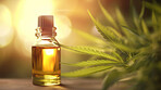 Cannabis oil in bottle on background with copy space. Medical cannabis