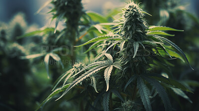 Buy stock photo Close up of cannabis plant blooms, prescription medical marijuana strain.