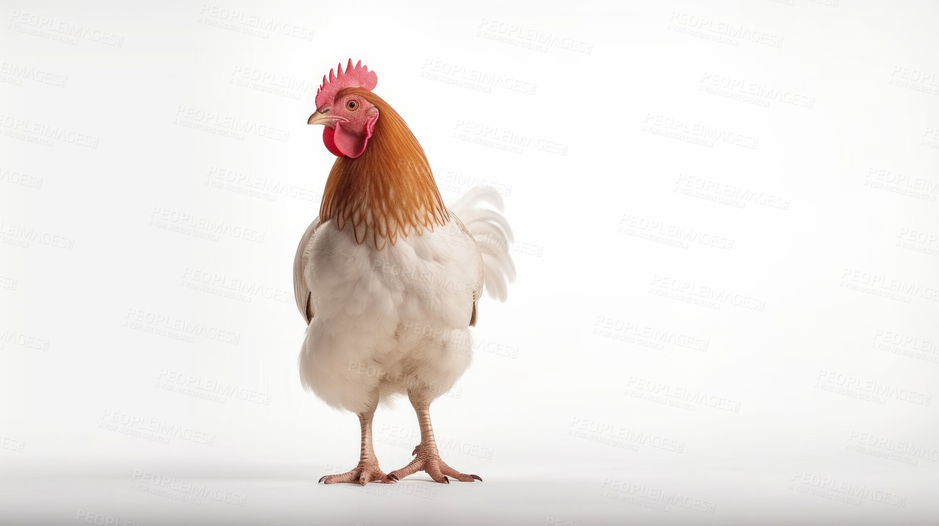 Buy stock photo Full body of chicken hen standing isolated against a white background