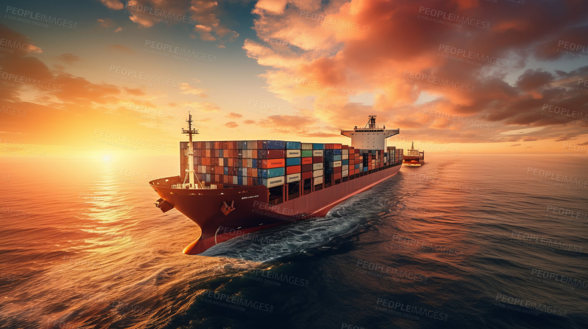 Buy stock photo Container ship or cargo shipping business for import and export of goods