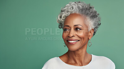 Radiant mature senior model woman with grey hair laughing and smiling for spa and dental