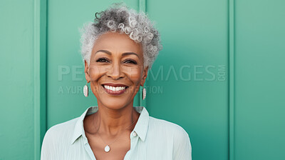 Buy stock photo Radiant mature senior model woman with grey hair laughing and smiling for spa and dental