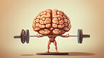 Brain exercising and lifting weights, for education, learning or mental health growth