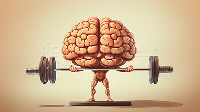 Brain exercising and lifting weights, for education, learning or mental health growth