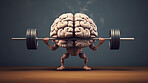 Brain exercising and lifting weights, for education, learning or mental health growth