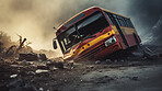 Bus crash road accident. Emergency insurance transport damage report