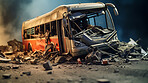 Bus crash road accident. Emergency insurance transport damage report