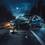 Car crash road accident. Emergency insurance damage report