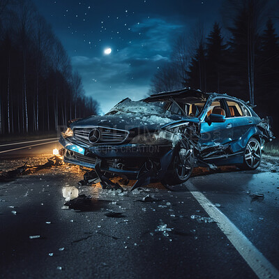 Car crash road accident. Emergency insurance damage report