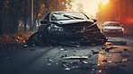 Car crash road accident. Emergency insurance damage report