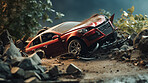 Car crash road accident. Emergency insurance damage report