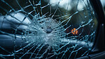 Cracked broken glass car window. Smash accident damage.