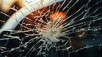 Cracked broken glass car window. Smash accident damage.