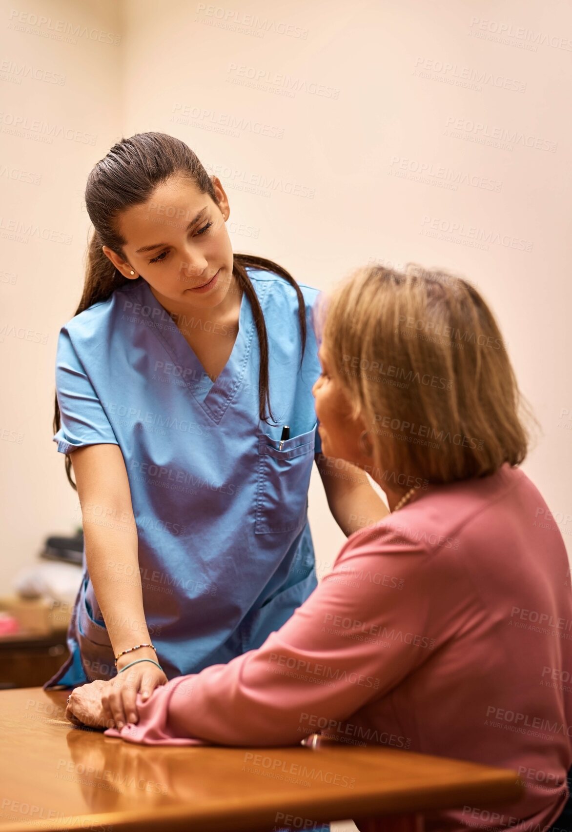 Buy stock photo Shot of a female nurse and a senior woman in a retirement home