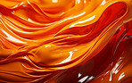 Vibrant orange 3d liquid paint swirls. Abstract background concept.