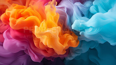 Colorful vibrant, smokey flowing, puff cloud. Abstract background concept.