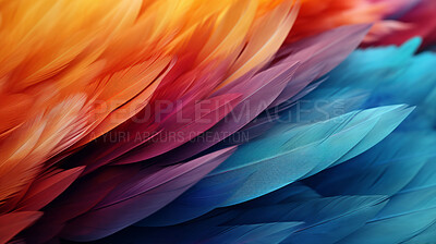 Buy stock photo Colorful vibrant, feather illustration. Abstract background concept.