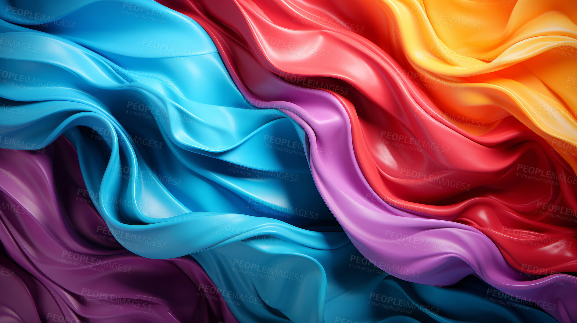 Buy stock photo Colorful vibrant, flowing 3d illustration. Abstract background concept.