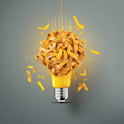 Yellow paper lightbulb. Creative, innovative, idea concept. Brainstorm solution.