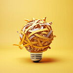 Yellow paper lightbulb. Creative, innovative, idea concept. Brainstorm solution.