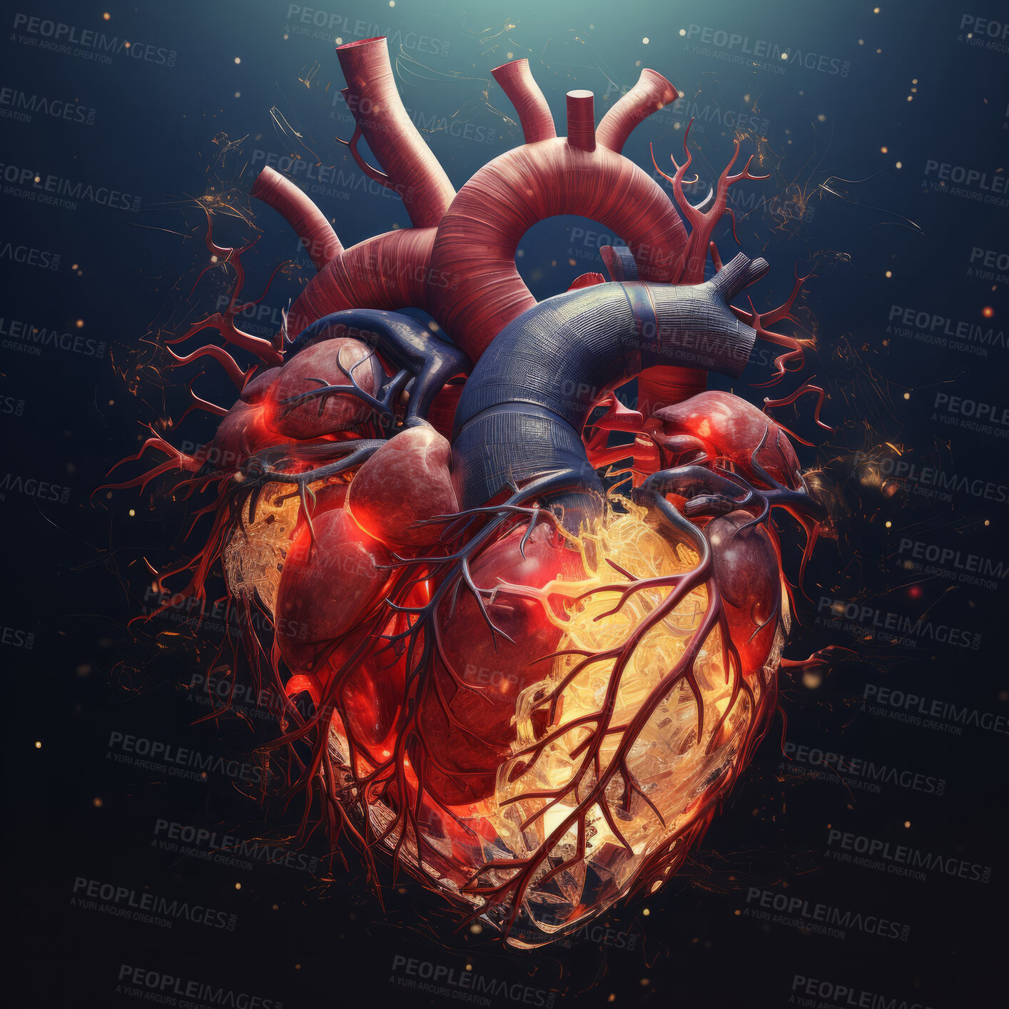 Buy stock photo Cardiology health care medical education model. Healthy heart concept.