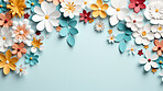 Paper flower decor on background. Abstract copy space concept.